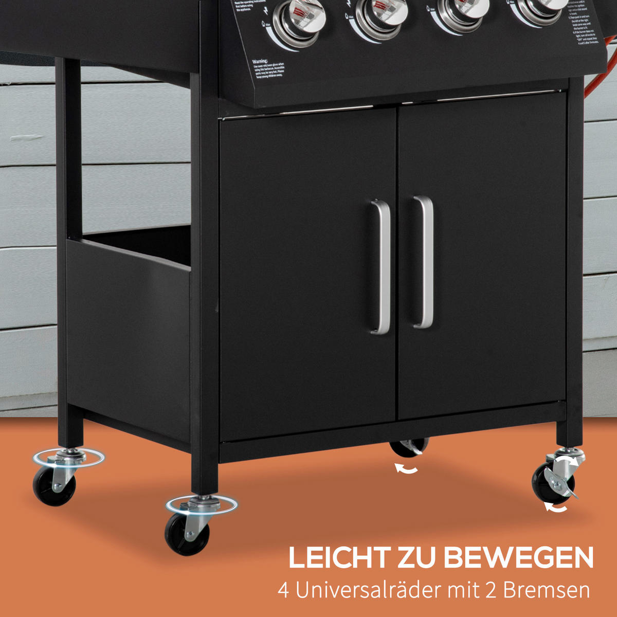 Outsunny Gasgrill Gasgrill - schwarz (132,40/55,00/109,00cm) - Outsunny
