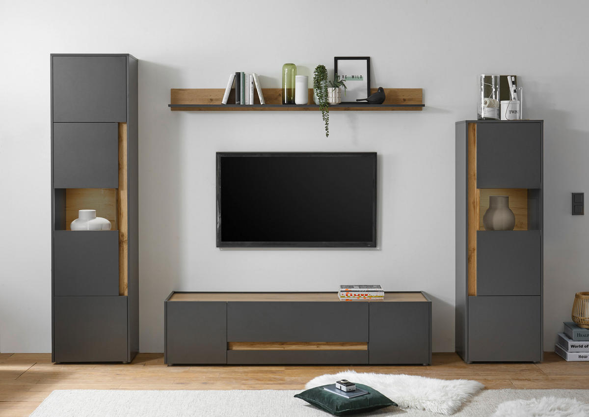 Wandboard City Eiche Wotan Nachbildung anthrazit B/H/T: ca. 170x15x20 cm City - Eiche/anthrazit (170,00/15,00/20,00cm)
