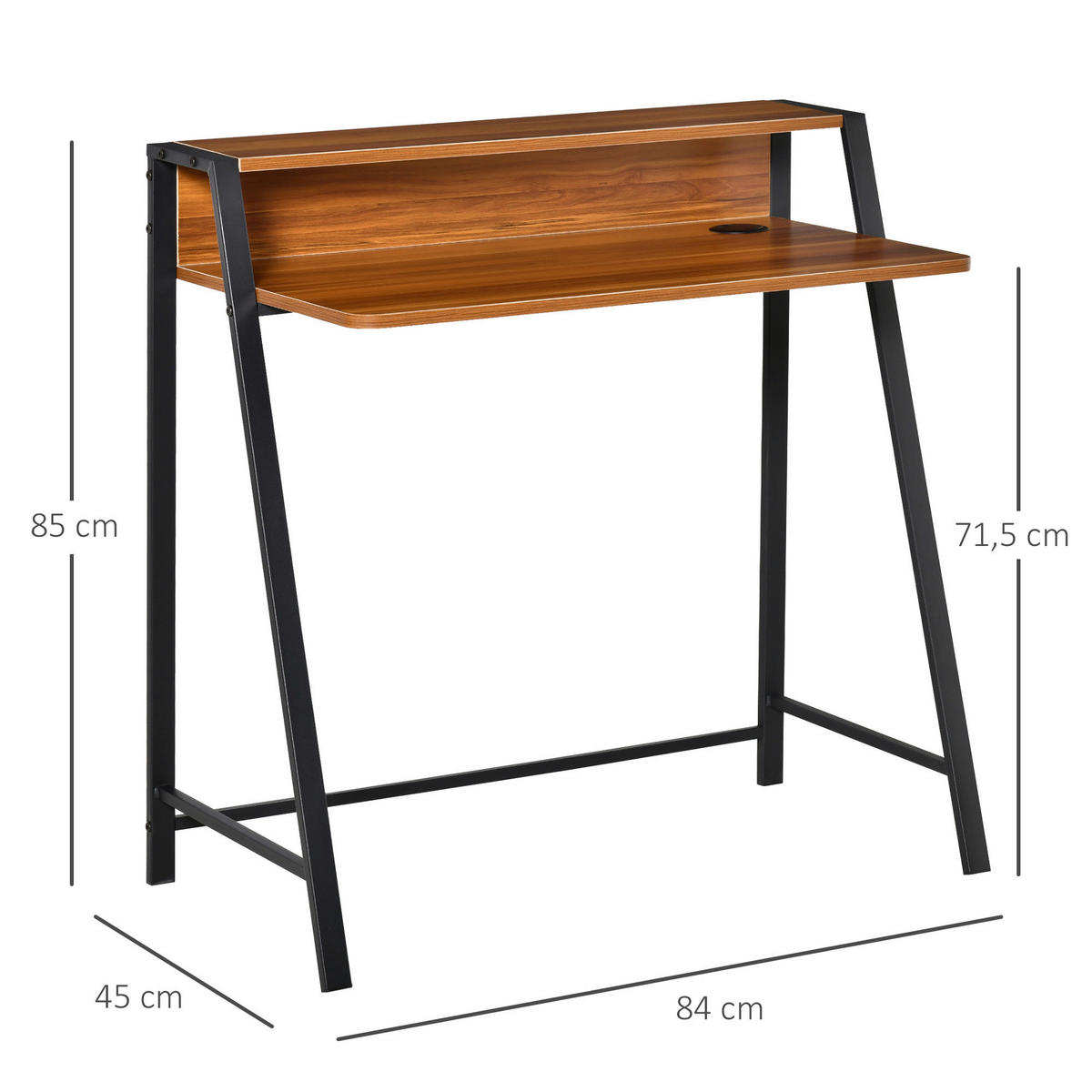 Schreibtisch 836-055 walnuss Nachbildung schwarz B/H/T: ca. 84x85x45 cm 836-055 - schwarz/walnuss (84,00/85,00/45,00cm) - HOMCOM