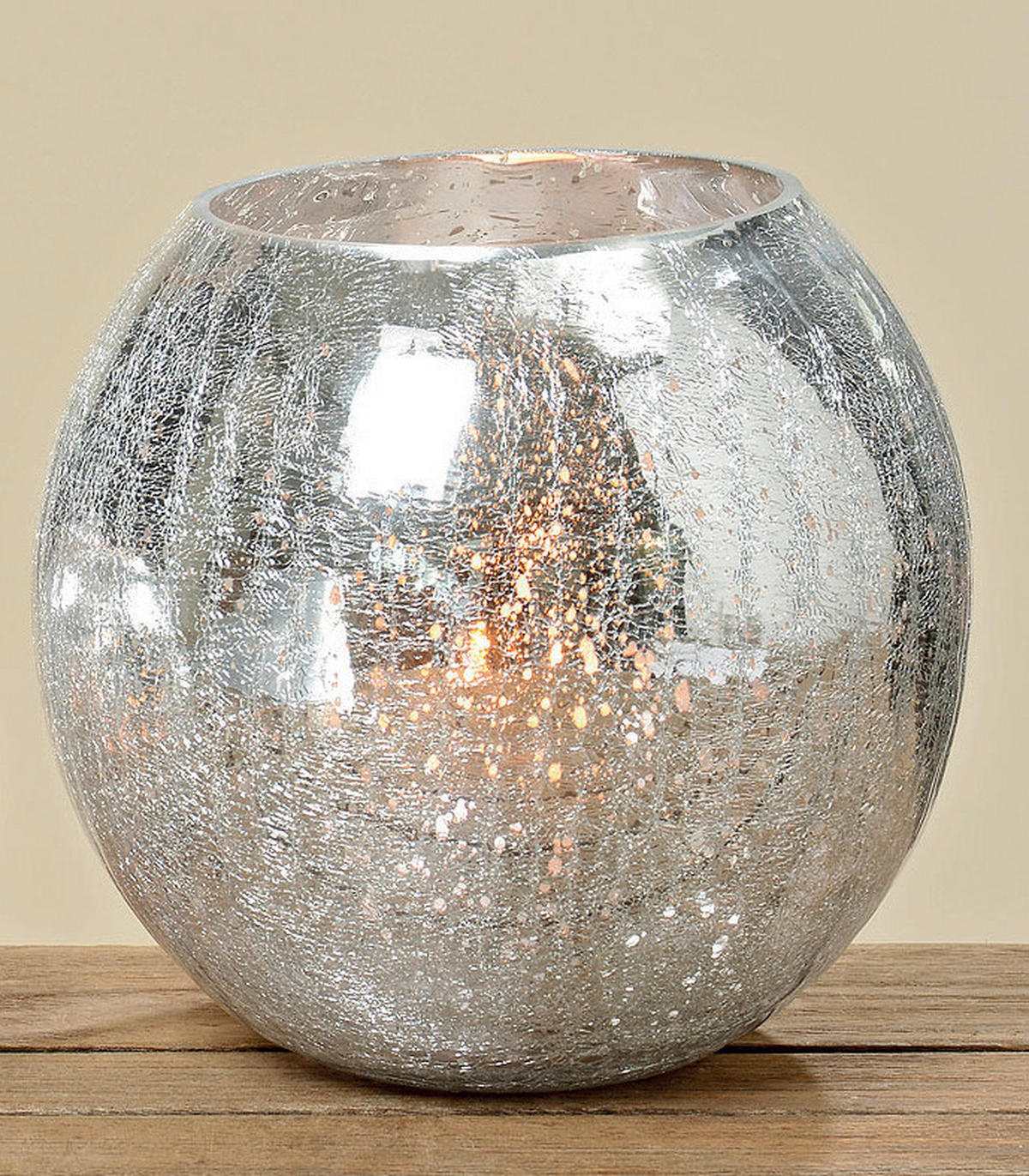 POCOline Windlicht silber Glas Windlicht_Crackle - silber - POCOline