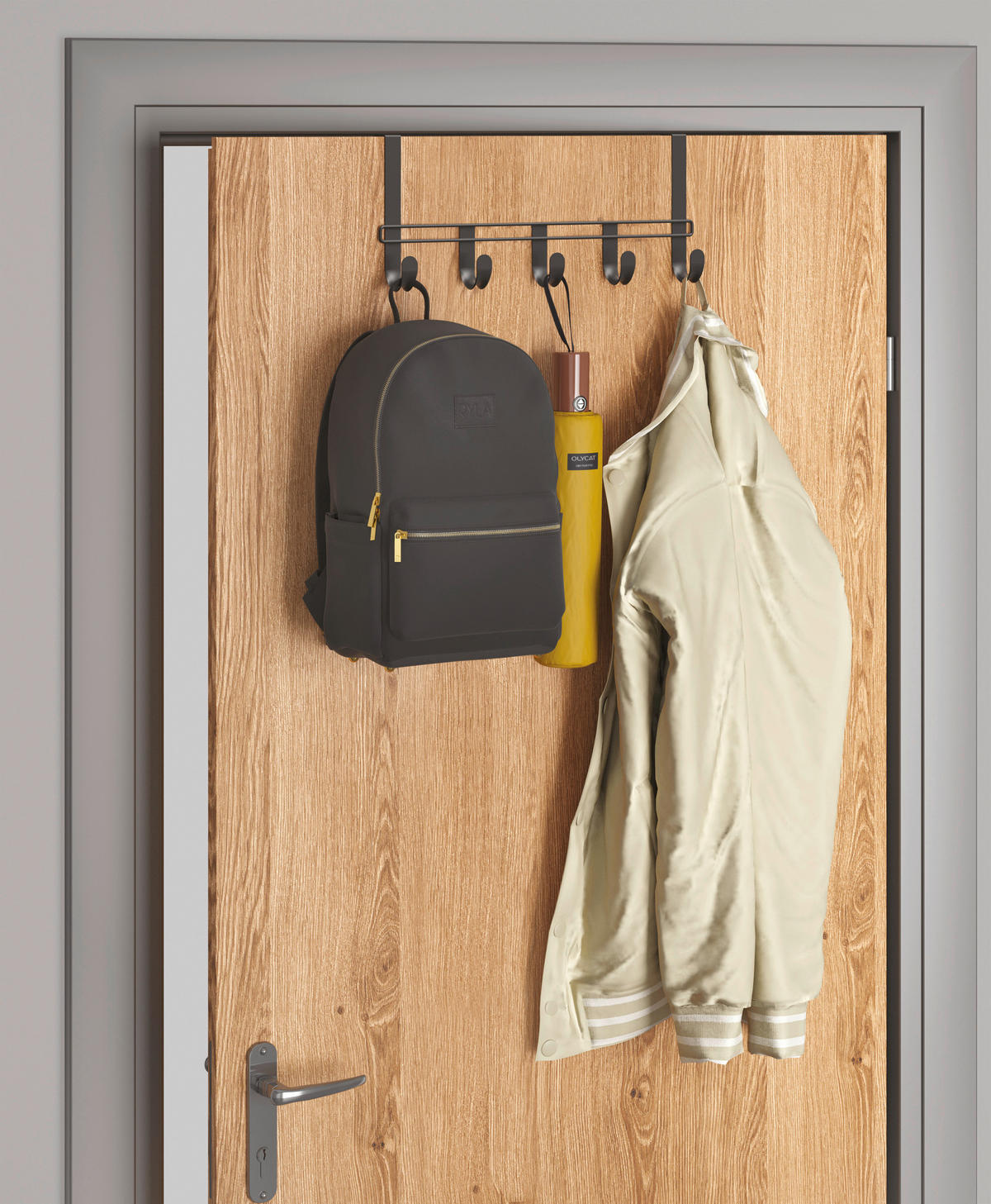 Metaltex Türgarderobe schwarz Metall B: ca. 38 cm Türgarderobe_Lava_5_Haken - schwarz (38,00cm) - Metaltex