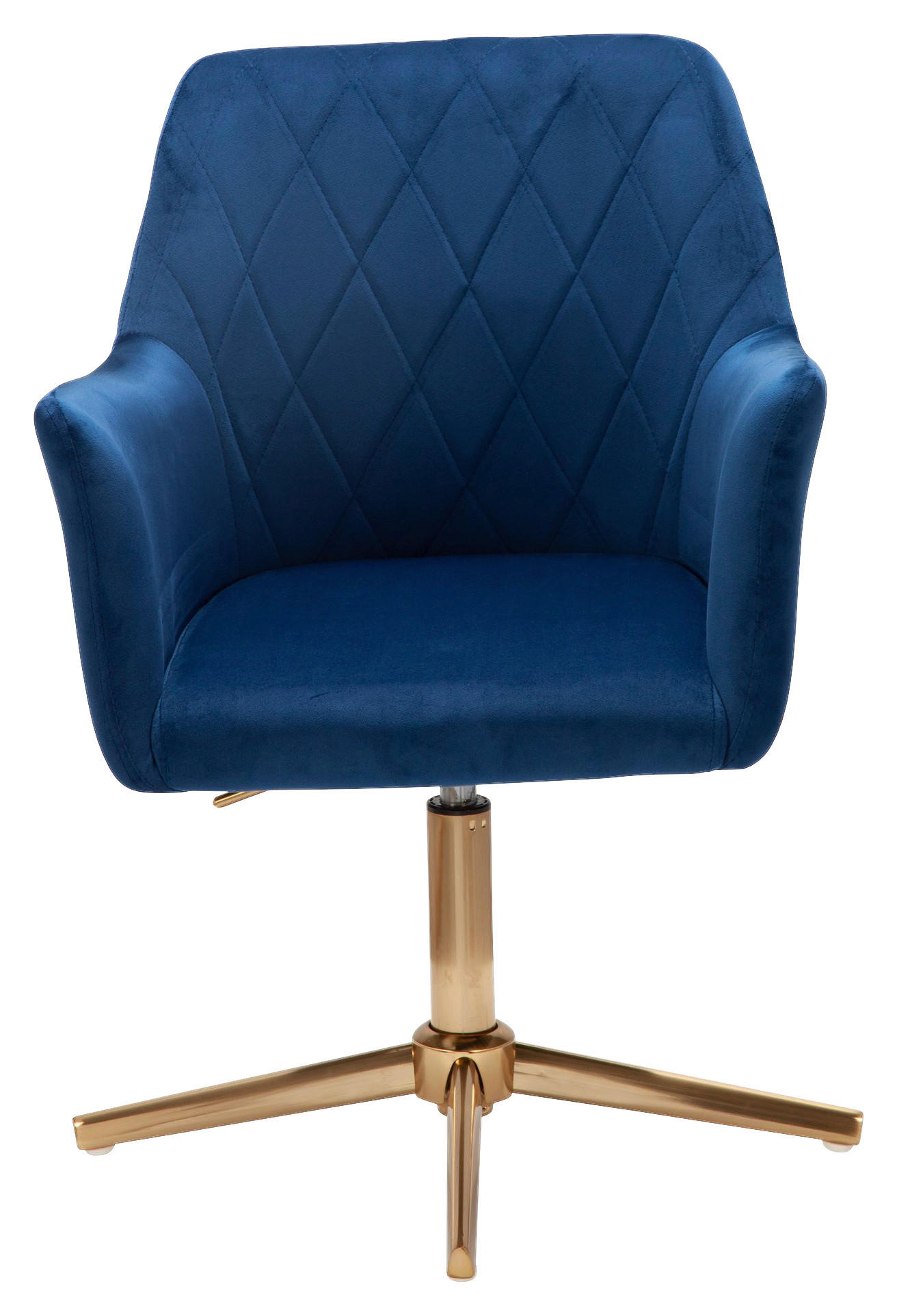 Drehstuhl blau Samt Eisen Drehstuhl - blau (55,00/97,00/55,00cm) - Wohnling