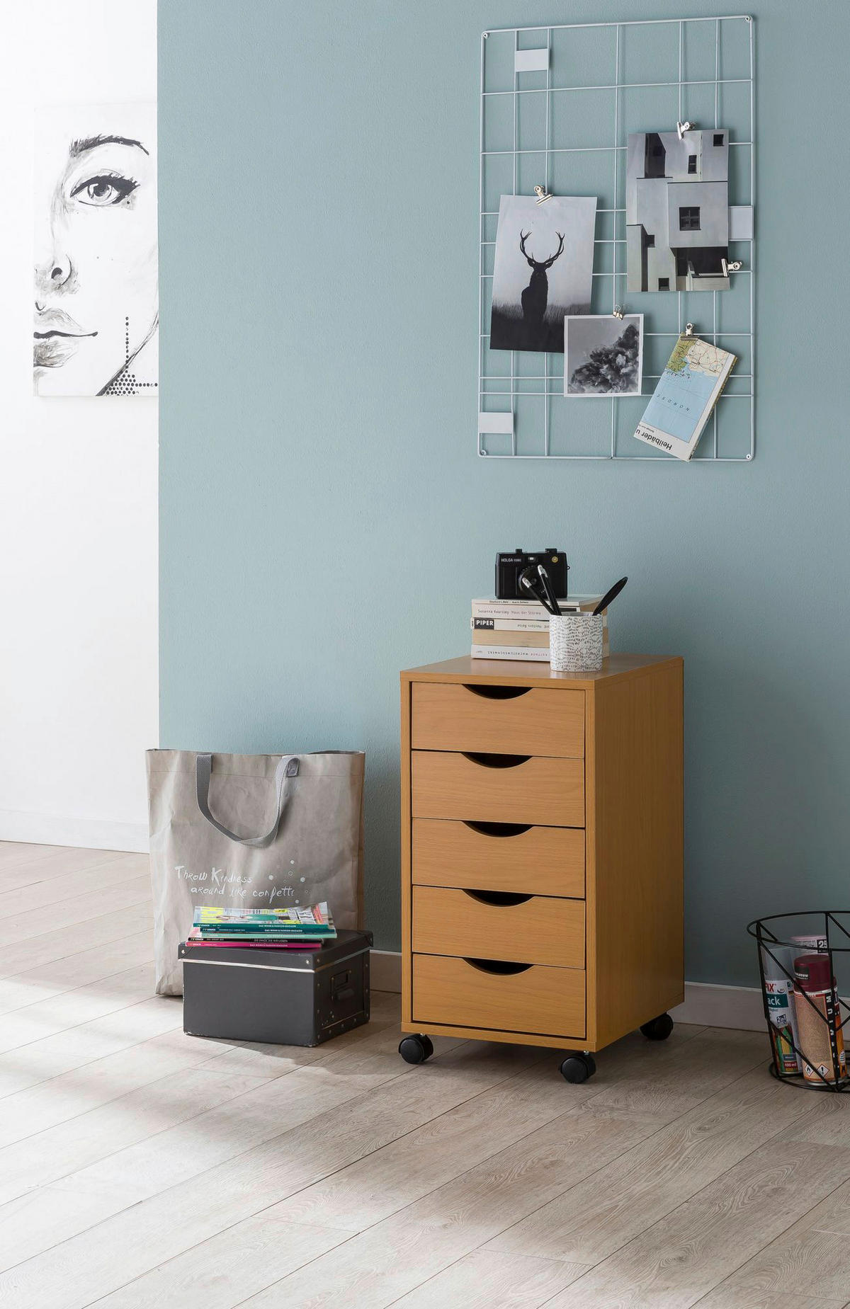 Rollcontainer braun Spanplatte B/H/T: ca. 33x64x38 cm Rollcontainer - braun (33,00/64,00/38,00cm) - Wohnling