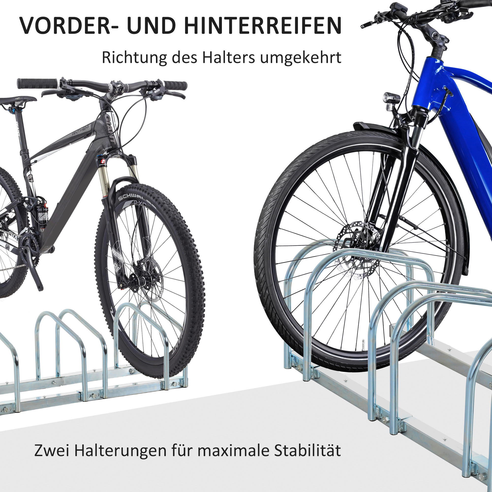 HOMCOM Fahrradhalter silber silber B/H/L: ca. 33x27x110 cm Fahrradhalter - silber (110,00/33,00/27,00cm) - HOMCOM