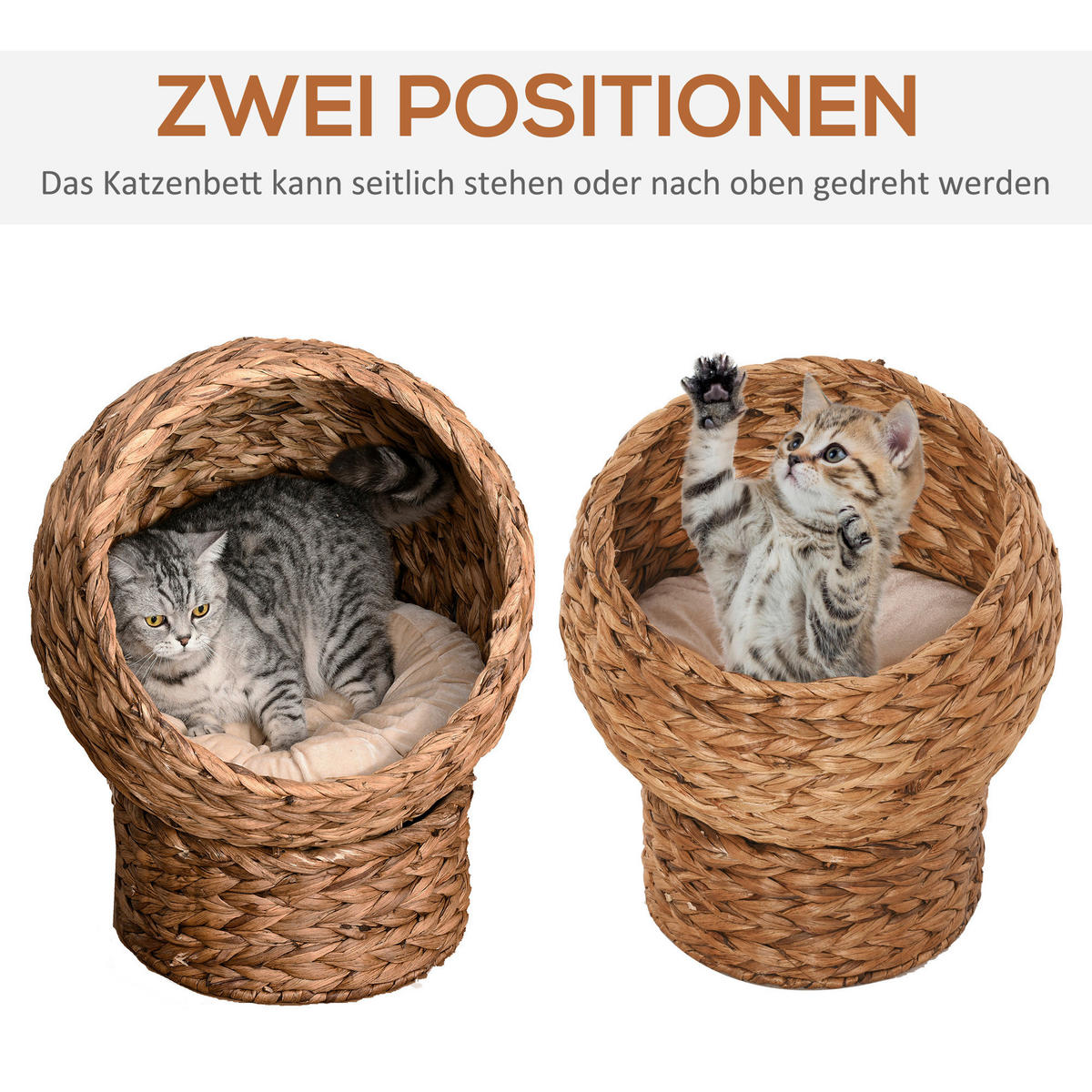 PawHut Katzenhaus natur Wasserhyazinthe H/L: ca. 60x42 cm Katzenhaus - natur (42,00cm) - PawHut