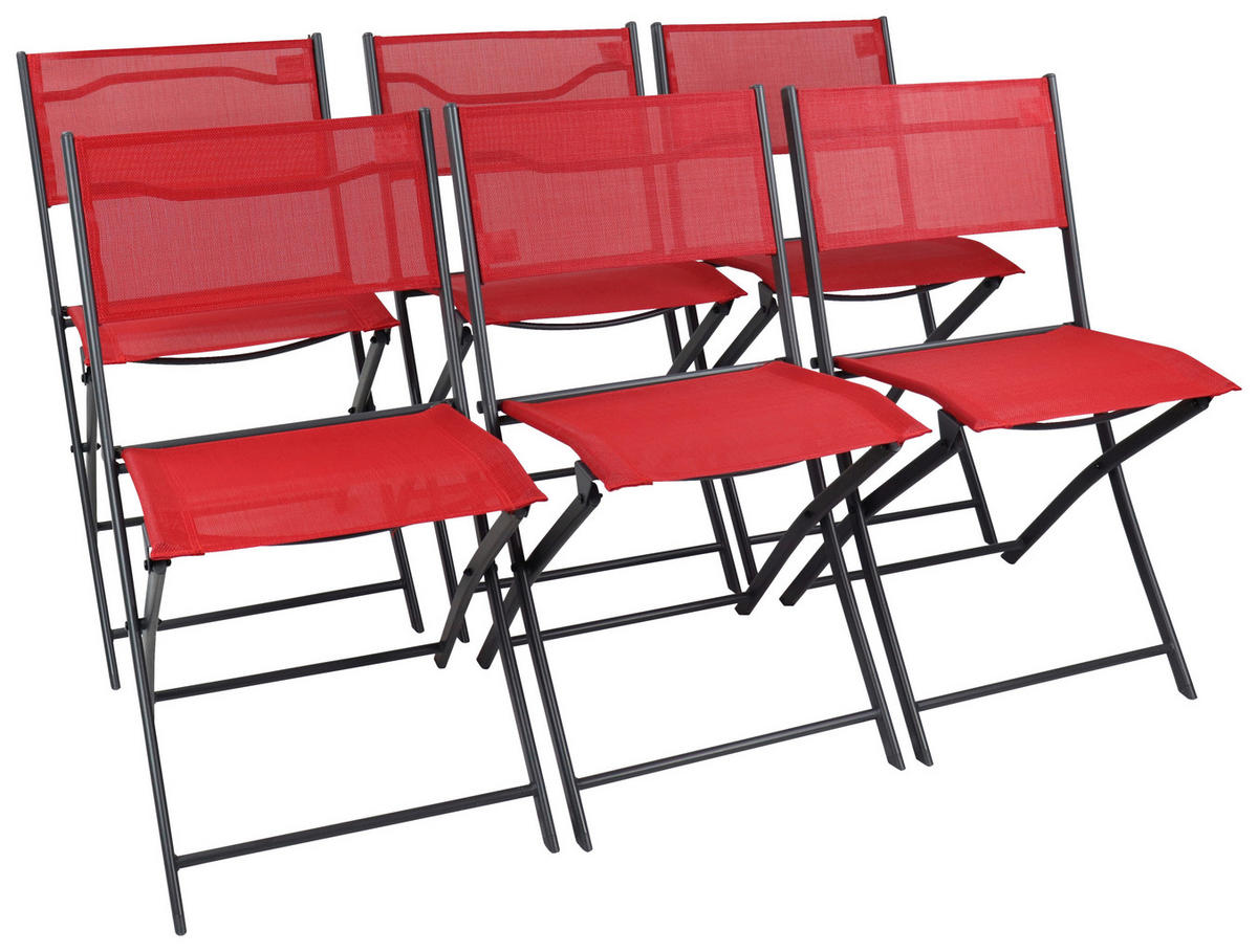 VCM Gartenstuhl 6er Set Sumila rot Metall B/H/L: ca. 45x79x46 cm Sumila - rot (46,00/45,00/79,00cm) - VCM