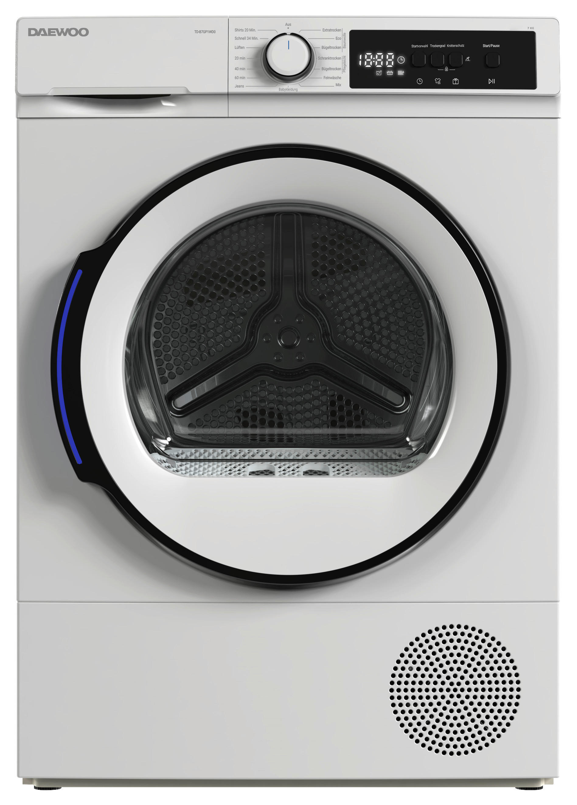 Daewoo Wärmepumpentrockner TD-B7GP1WD0 Wärmepumpentrockner TD-B7GP1WD0-DE - weiß (59,60/84,50/60,90cm) - Daewoo