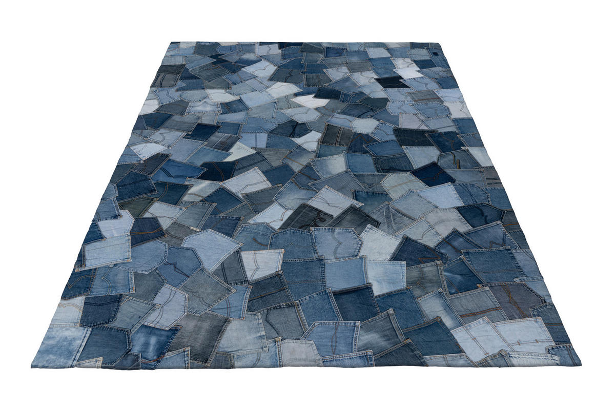 Obsession Teppich My Denim Pocket blau B/L: ca. 80x150 cm My Denim Pocket - blau (80,00/150,00cm) - Obsession