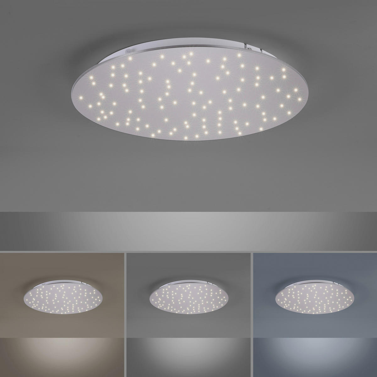 Just Light Deckenleuchte PN14673-55 Sparkle stahlfarbig Aluminium Stahl Kunststoff H/D: ca. 4x48 cm Sparkle - stahlfarbig (48,00/4,00cm) - Just Light