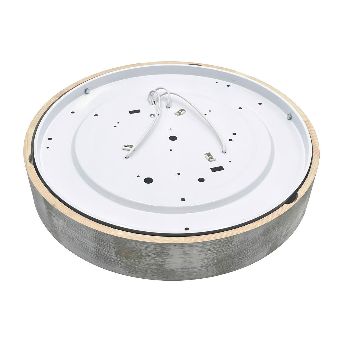 Lamkur Deckenleuchte weiß hellbraun Holz Glas B/H/L: ca. 48,5x12x48,5 cm 3 Brennstellen Eveline - weiß/hellbraun (48,50/48,50/12,00cm) - Lamkur