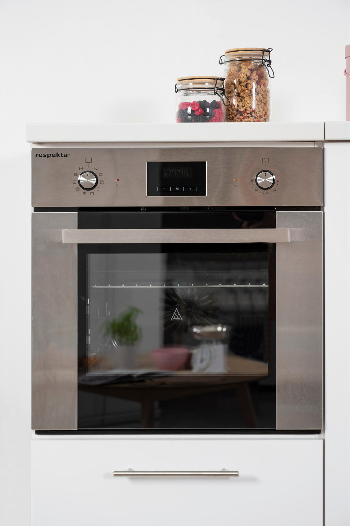 Respekta Küchenblock Amanda weiß Hochglanz B/H/T: ca. 310x200x60 cm Amanda - weiß/Edelstahloptik (310,00/200,00/60,00cm) - Respekta