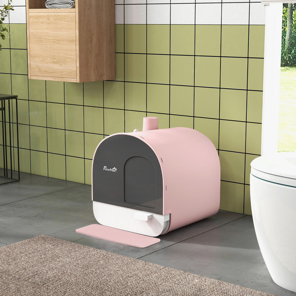 PawHut Katzentoilette rosa Kunststoff B/H/L: ca. 44x47x43 cm Katzentoilette - rosa (43,00/44,00/47,00cm) - PawHut