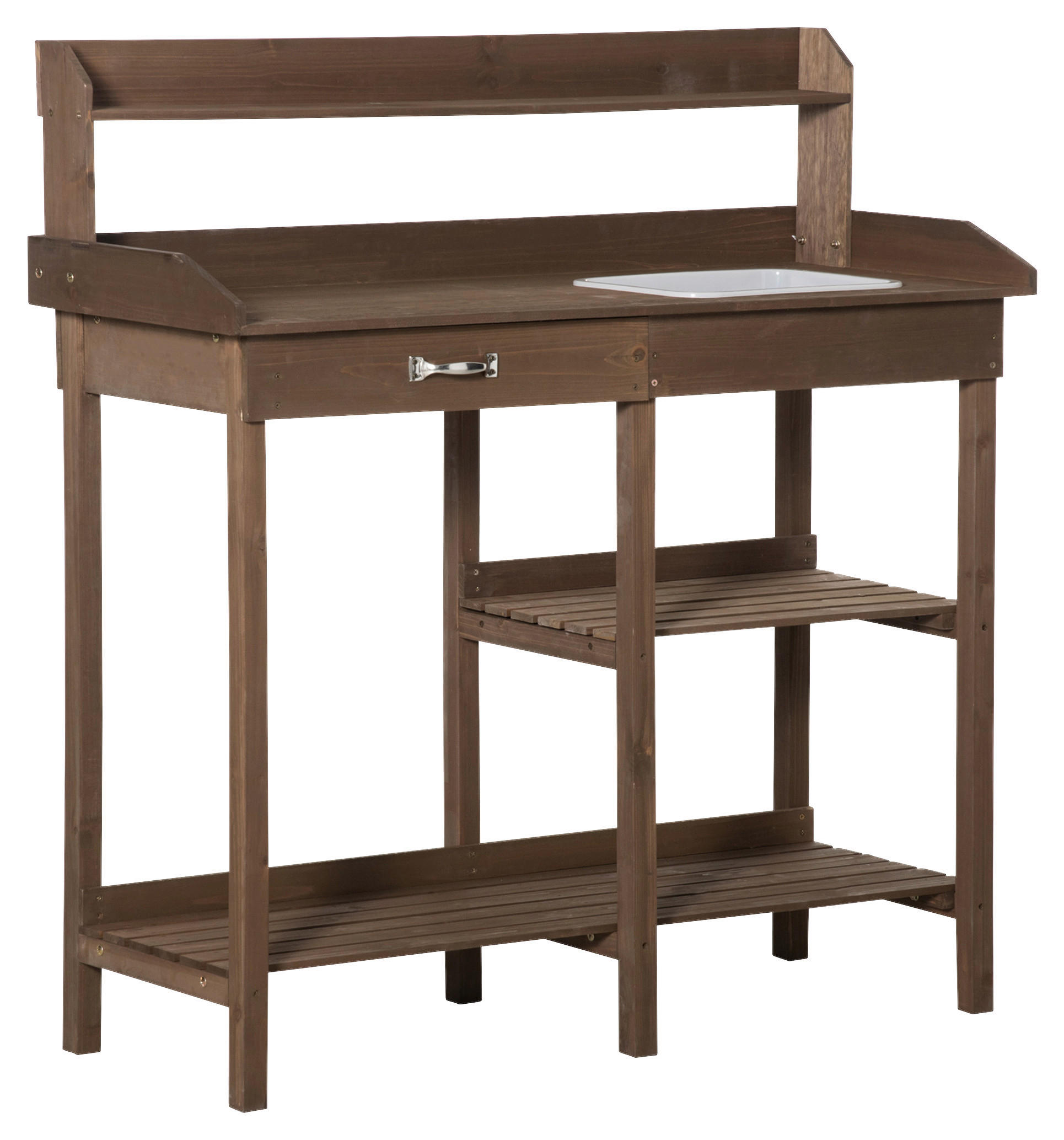 Outsunny Gärtnertisch braun B/H/T: ca. 117x121x45 cm ca. 30 kg Gärtnertisch 845-170BN - braun (117,00/121,00/45,00cm) - Outsunny