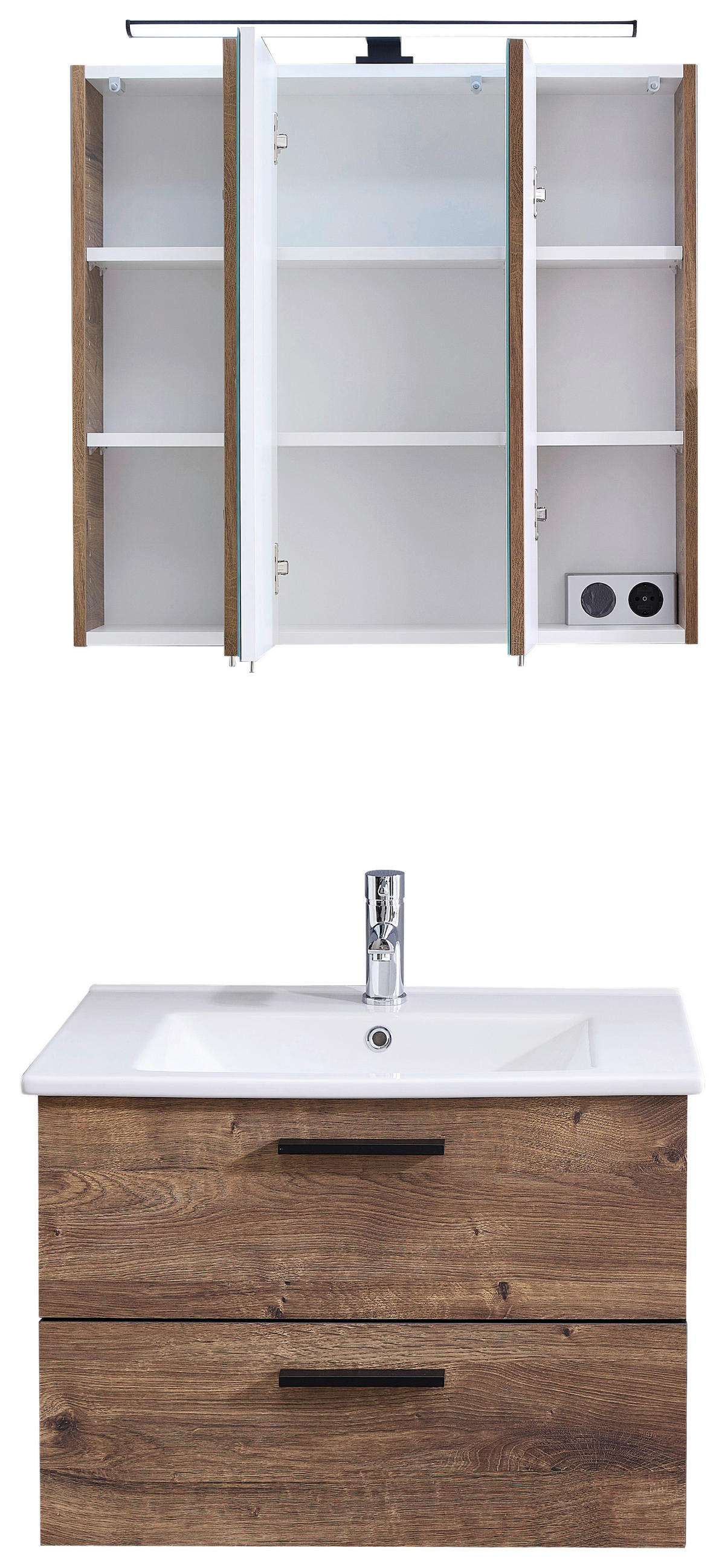 Badezimmer-Set Quickset 374 Eiche Ribeck Nachbildung B/H/T: ca. 75x200x45 cm Quickset 374 - Eiche (75,00/200,00/45,00cm) - Pelipal