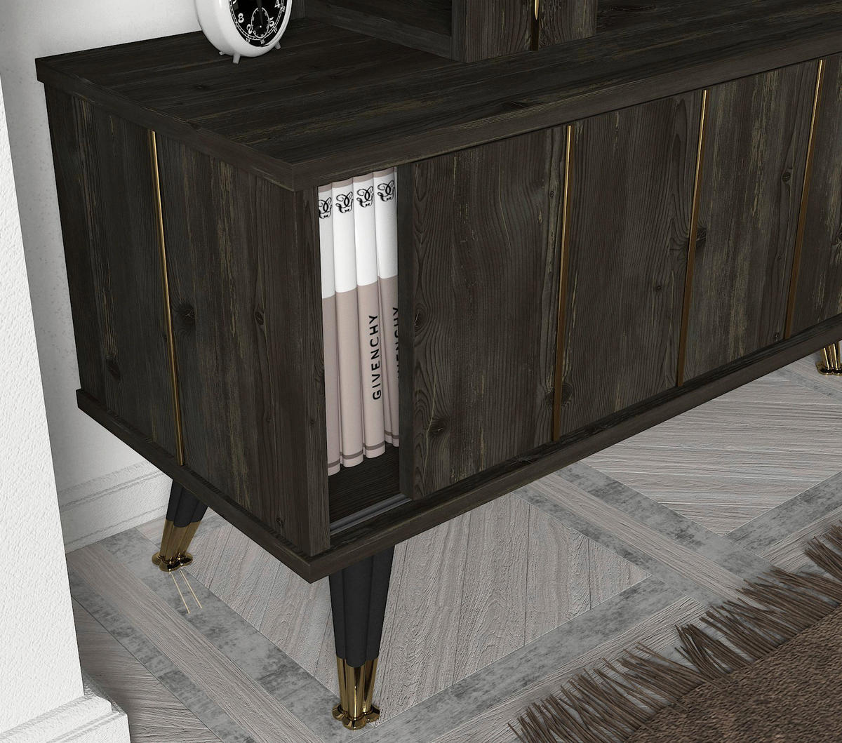 Wohnwand Nero Rebab braun dunkelgrau B/H/T: ca. 180x50x35 cm Nero - dunkelgrau/Rebab braun (180,00/50,00/35,00cm) - moebel17