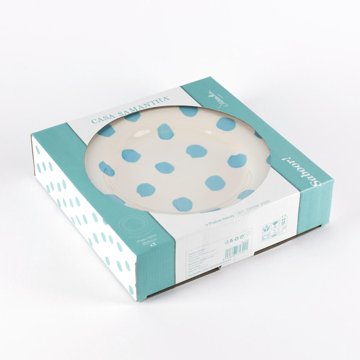 CASA SAMANTHA Teller SABOR blau Steinzeug 3 tlg. SABOR - blau/weiß (26,00cm) - CASA SAMANTHA