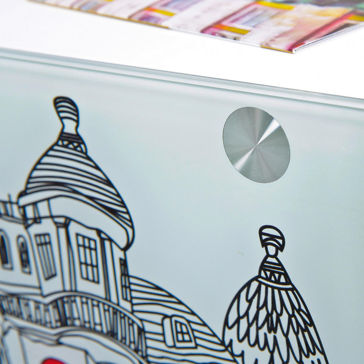 Beistelltisch Logo weiß MDF Glas B/H/T: ca. 38x46x33,5 cm Logo - weiß/schwarz (38,00/46,00/33,50cm) - Inter Link