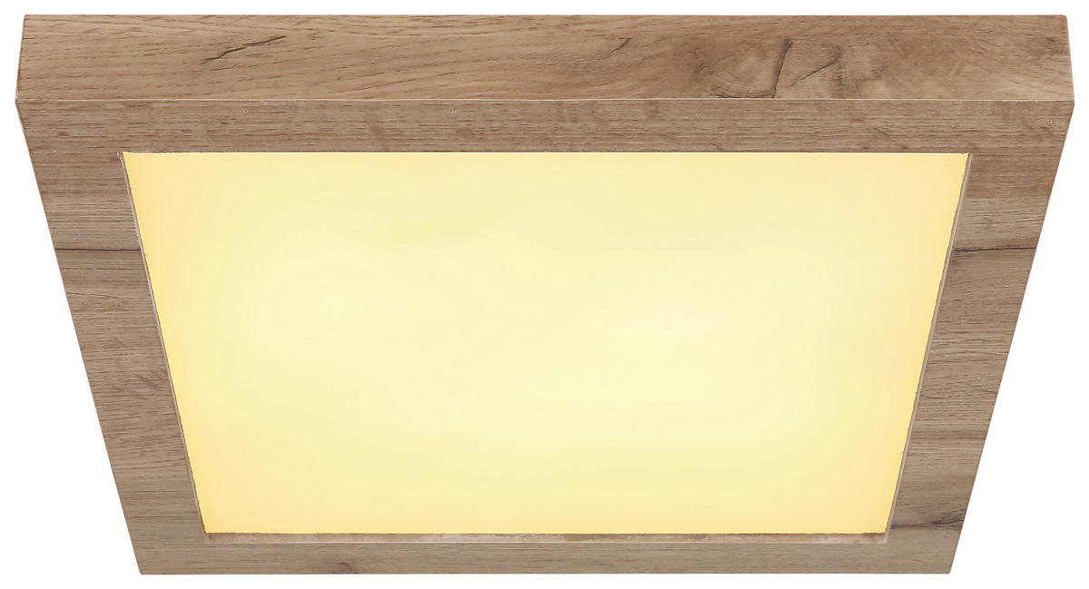GLOBO LED-Deckenleuchte dunkelbraun weiß Metall Kunststoff MDF B/H/T: ca. 35x6x35 cm XAVVI - dunkelbraun/weiß (35,00/6,00/35,00cm) - GLOBO
