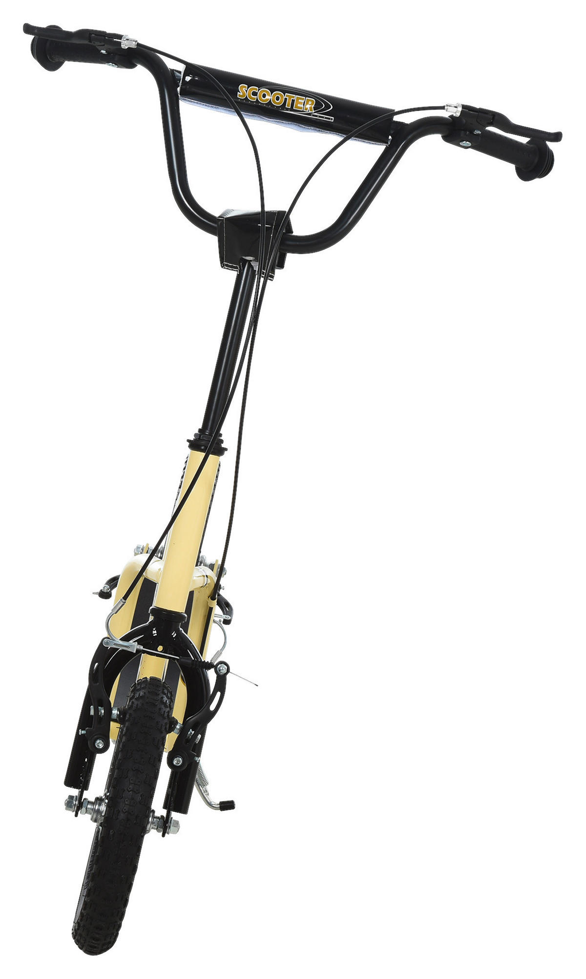 HOMCOM Tretroller beige B/H/L: ca. 58x85x120 cm Tretroller_mit_Handbremse - beige (120,00/58,00/85,00cm) - HOMCOM