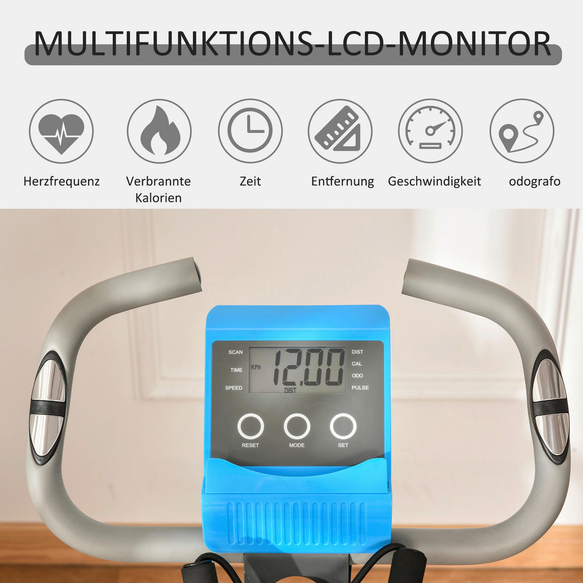 HOMCOM Fahrradtrainer blau Stahl B/H/L: ca. 51x115x97 cm Fahrradtrainer - blau/grau (97,00/51,00/115,00cm) - HOMCOM