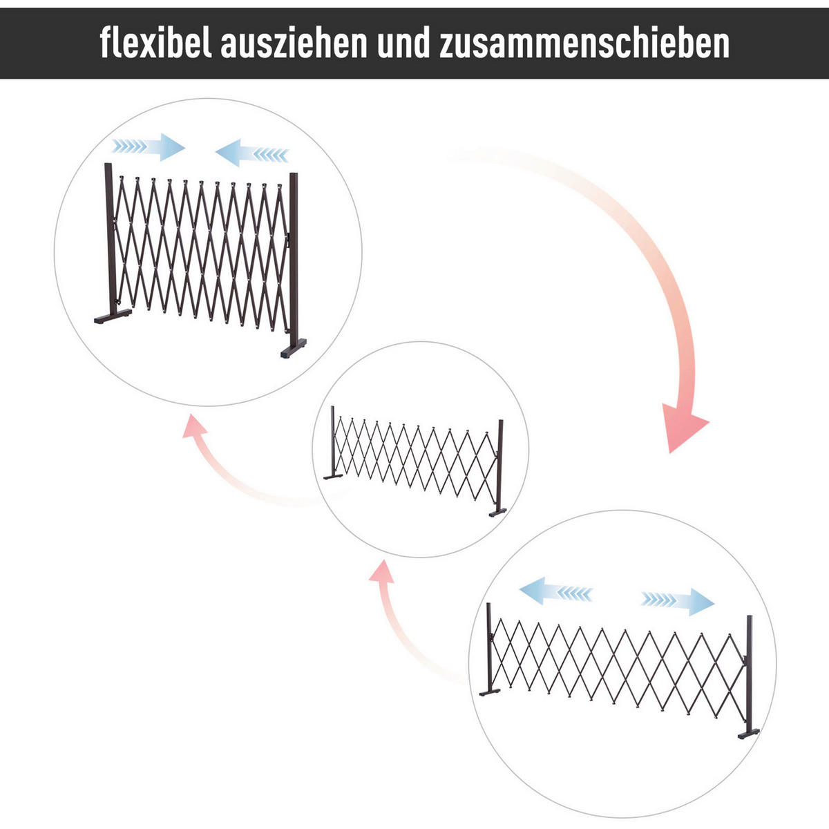 Outsunny Scherengitter dunkelbraun Aluminium B/H/L: ca. 31x103,5x300 cm Scherengitter - dunkelbraun (300,00/31,00/103,50cm) - Outsunny