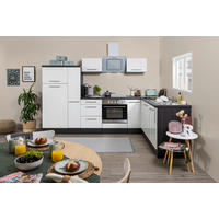 Respekta Winkelküche Amanda weiß Hochglanz B/T/L: ca. 290x60x200 cm Amanda - weiß/Edelstahloptik (290,00/200,00cm) - Respekta