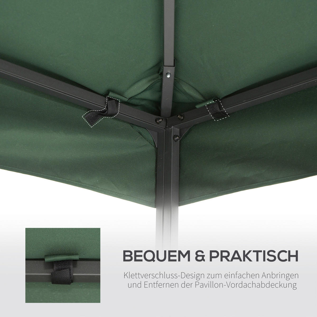 Outsunny Ersatzdach für Metallpavillon grün Polyester-Mischgewebe B/H/L: ca. 300x75x300 cm Ersatzdach_für_Metallpavillon - grün (300,00/300,00/75,00cm) - Outsunny