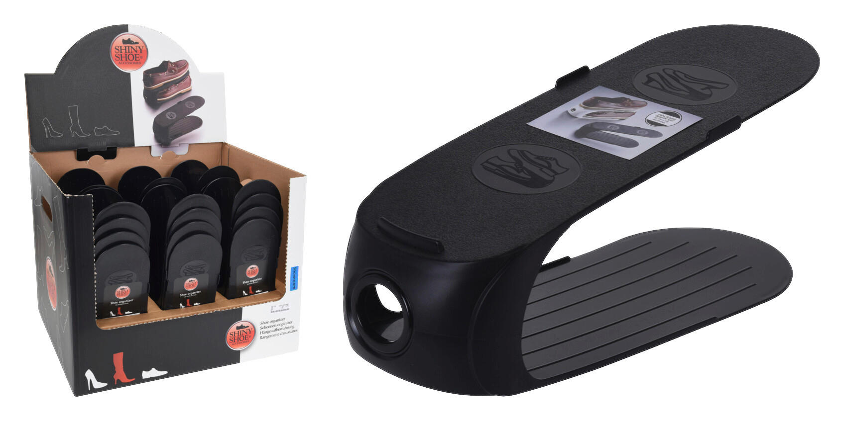 Schuh-Organizer schwarz Kunststoff B/H/L: ca. 10,5x15x26 cm Schuh-Organizer - schwarz (26,00/10,50/15,00cm)