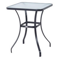 Outsunny Glastisch schwarz Metall B/H/L: ca. 68,5x84x68,5 cm Glastisch - schwarz (68,50/68,50/84,00cm) - Outsunny