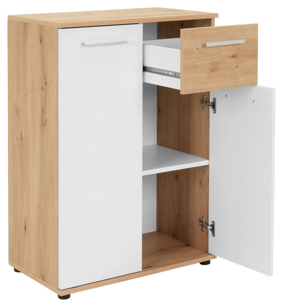 Kommode Jacky 1 B/H/T: ca. 60x85x35 cm Jacky 1 - Eiche/weiß (60,00/85,00/35,00cm)