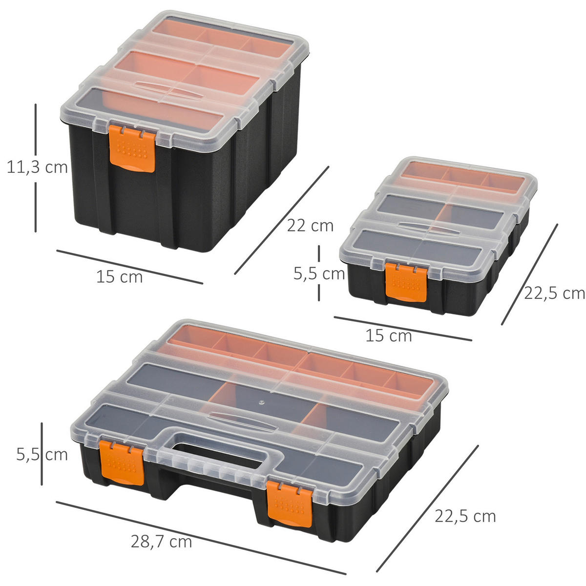 B/H/L: ca. 22,5x28,7x5,5 cm Werkzeugkasten - orange/schwarz (5,50/22,50/28,70cm) - DURHAND