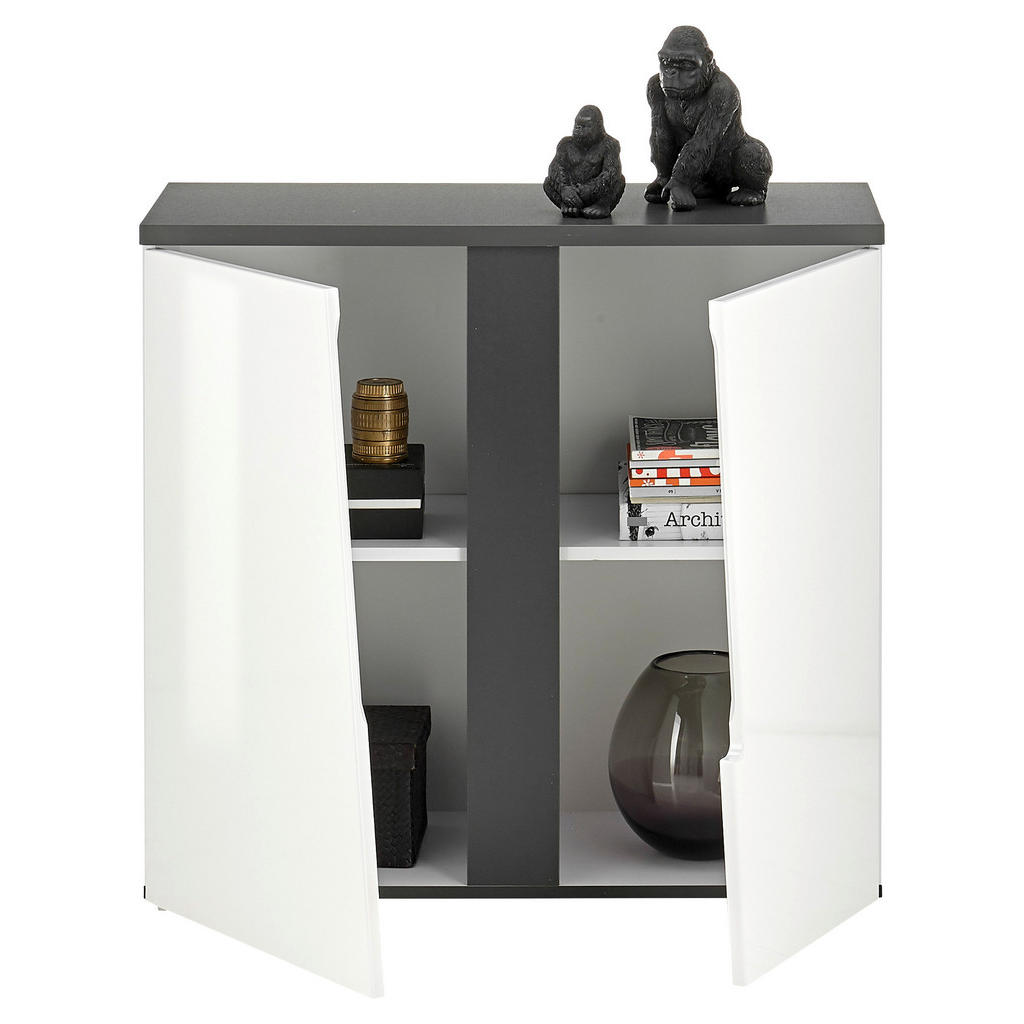 Thumbnail - Kommode Boston weiß Hochglanz anthrazit B/H/T: ca. 88x83x38 cm