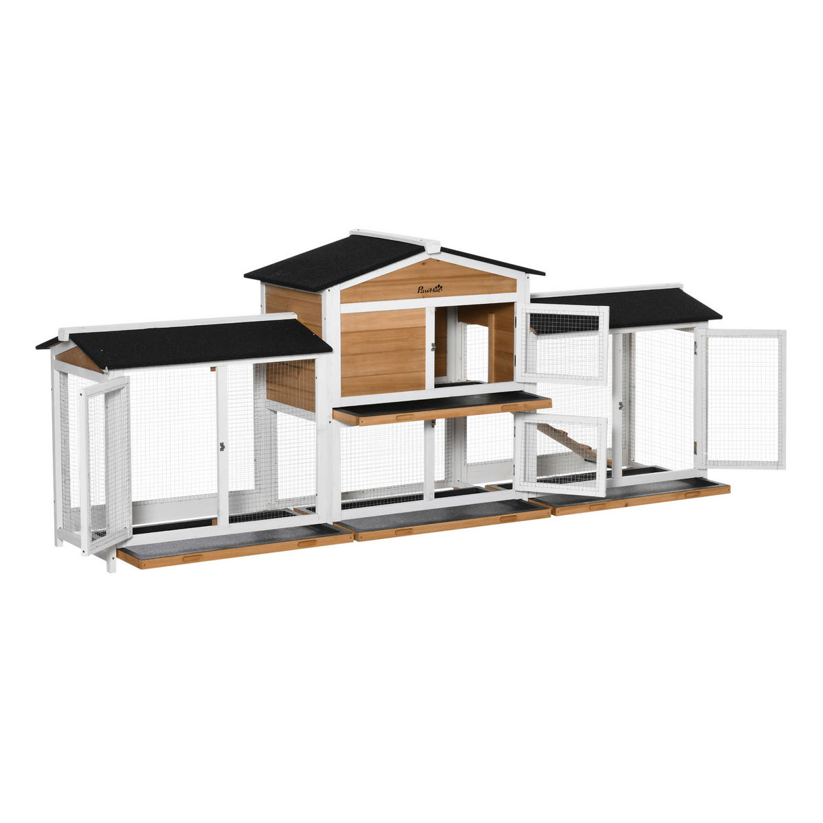 PawHut Stall gelb Polypropylen B/H/L: ca. 53x230x93,5 cm Kleintierstall - weiß/gelb (93,50/53,00/230,00cm) - PawHut