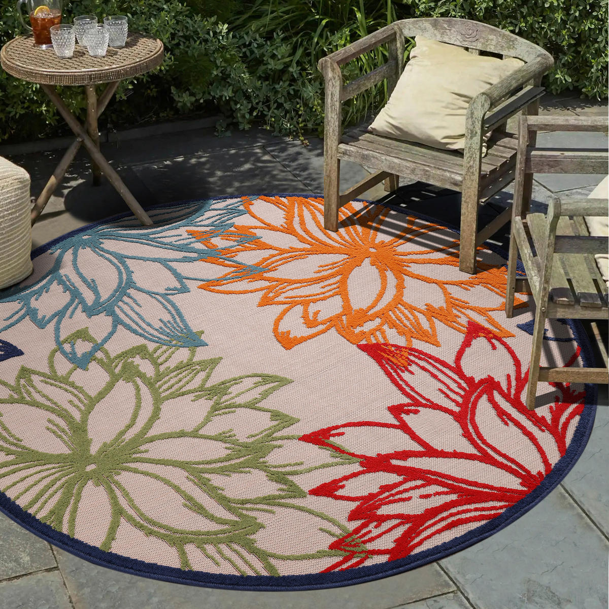 Sanat Outdoorteppich FLORAL bunt B/L: ca. 150x150 cm FLORAL - bunt (150,00/150,00cm) - Sanat