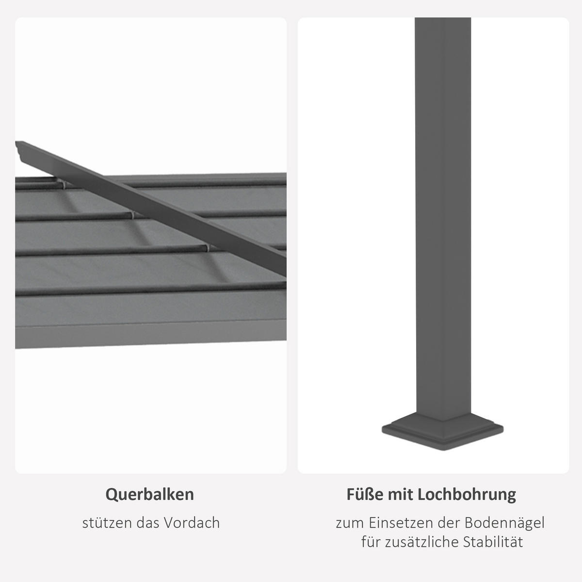 Outsunny Pergola dunkelgrau Aluminium B/H/L: ca. 295x230x397 cm Pergola - dunkelgrau (397,00/295,00/230,00cm) - Outsunny