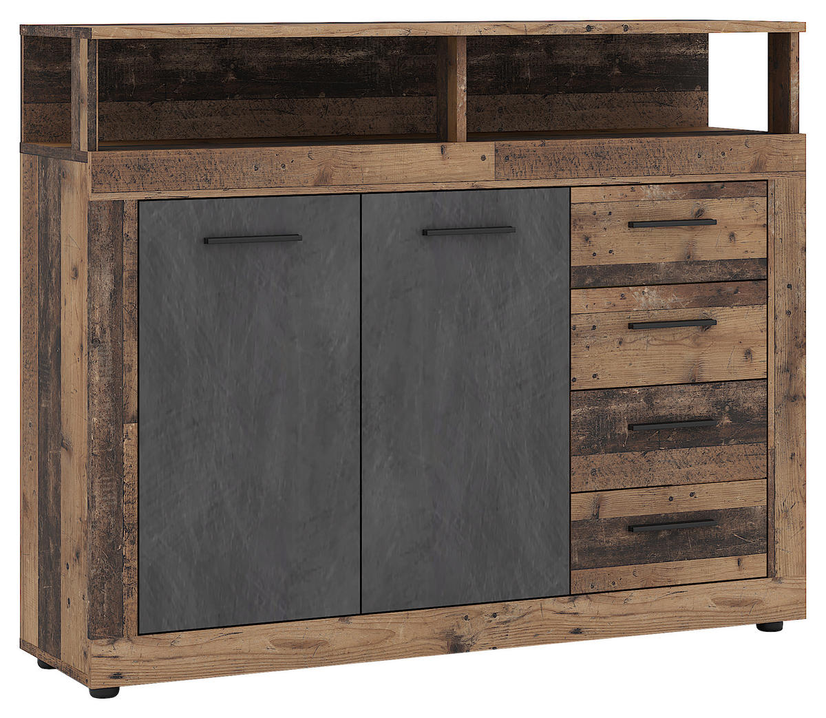 Kommode LUNA MIDI Eiche Old Wood Nachbildung Eiche Matera Nachbildung B/H/T: ca. 119,5x96,8x32 cm LUNA MIDI - Eiche (119,50/96,80/32,00cm) - WIPMEB