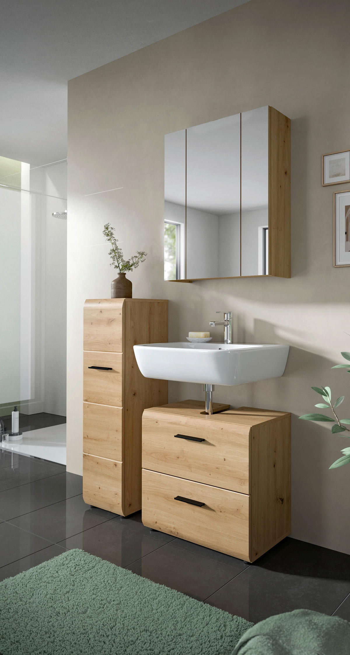 Stauraumelement Ice Artisan Oak Nachbildung B/H/T: ca. 30x106x30 cm Ice - (30,00/106,00/30,00cm) - xonox.home