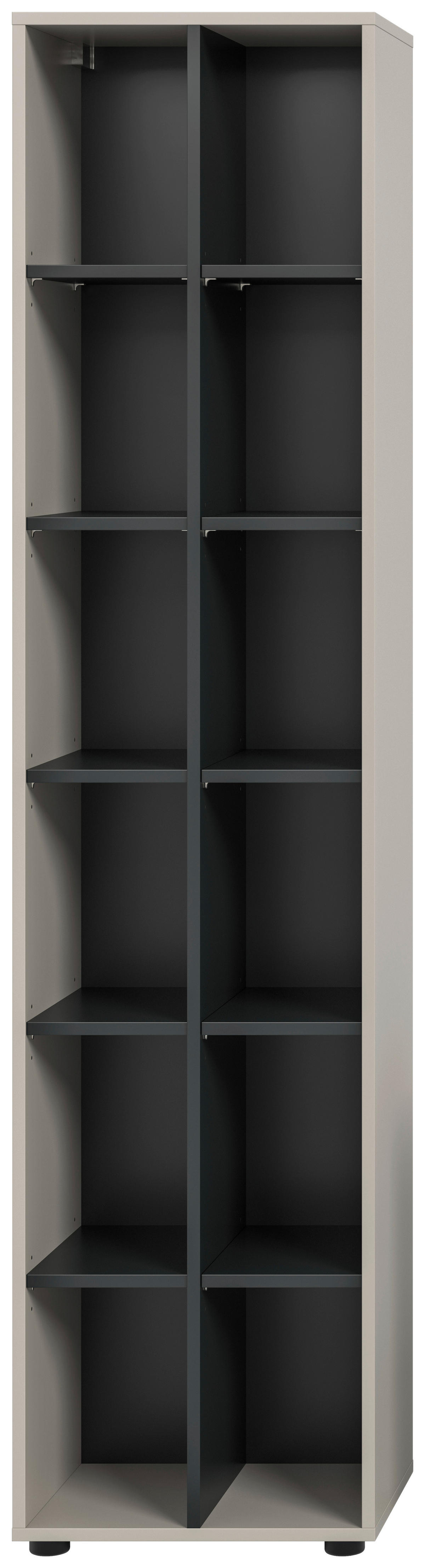 Regal Noida Kaschmirgrau Nachbildung schwarz B/H/T: ca. 192x45x35 cm Noida - schwarz (192,00/45,00/35,00cm) - xonox.home