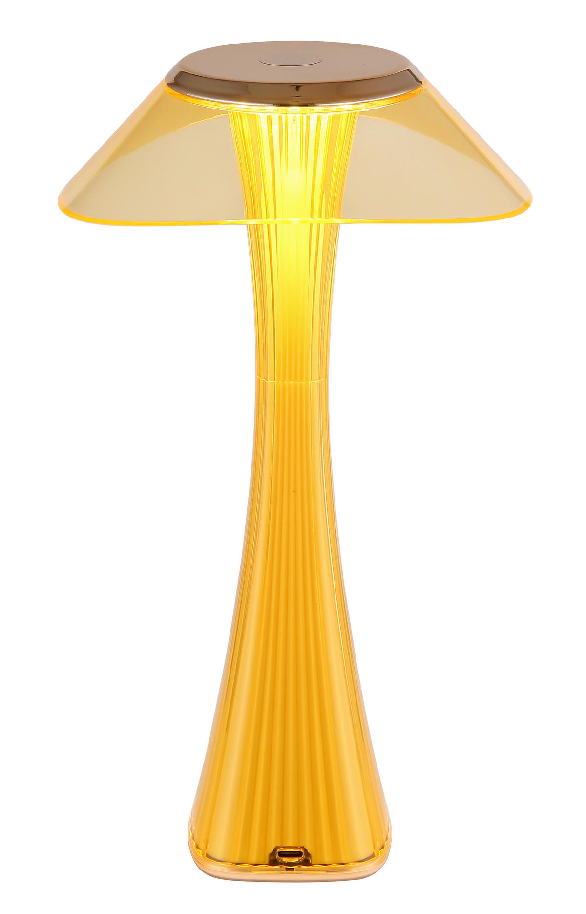 GLOBO Tischleuchte amber weiß Craft Gold Kunststoff Acryl H/D: ca. 27,4x15,1 cm 1 Brennstellen Ambra - weiß/Craft Gold (15,10/27,40cm) - GLOBO