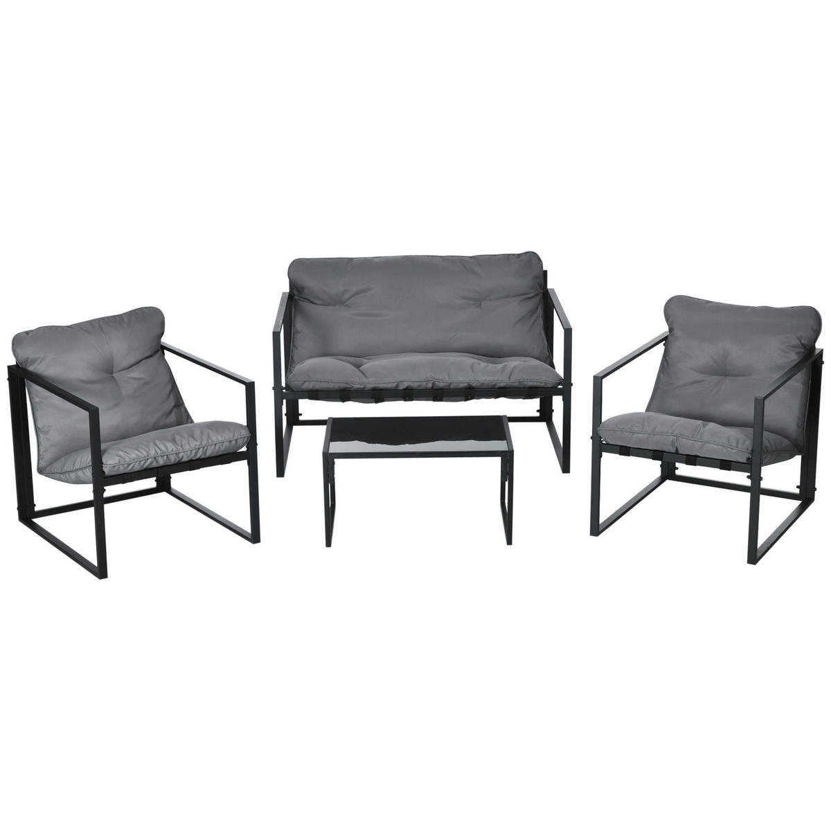 Outsunny Gartensitzgruppe schwarz Polyester B/H/L: ca. 70x67x114 cm Gartensitzgruppe - schwarz/grau (114,00/70,00/67,00cm) - Outsunny
