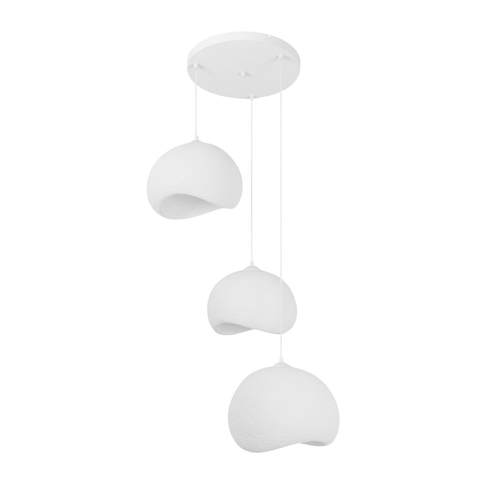 Opviq Pendelleuchte weiß Polyester-Mischgewebe Metall B/H/L: ca. 29x120x34 cm E27 3 Brennstellen Yontu - 15853 - weiß (34,00/29,00/120,00cm) - Opviq