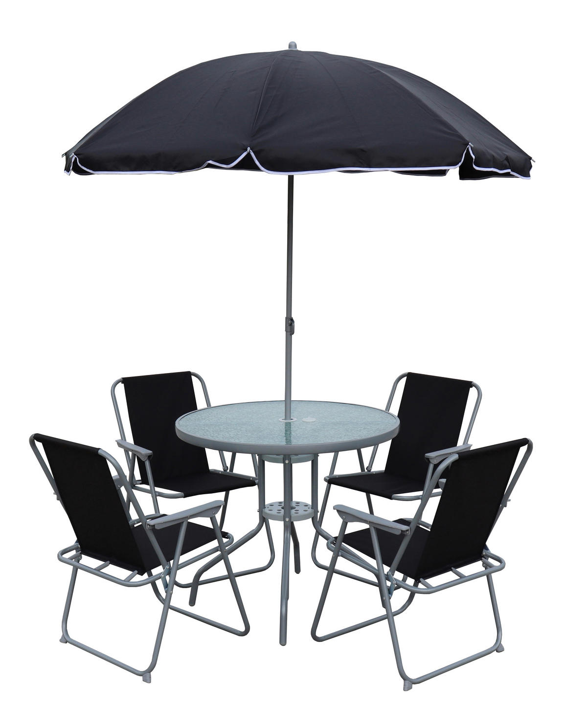 VCM Gartensitzgruppe Maxola schwarz Textilene B/H/L: ca. 75x74x75 cm Maxola - schwarz (75,00/75,00/74,00cm) - VCM