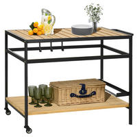 Outsunny Servierwagen natur Stahl B/H/L: ca. 65x80x107 cm Servierwagen - natur (107,00/65,00/80,00cm) - Outsunny