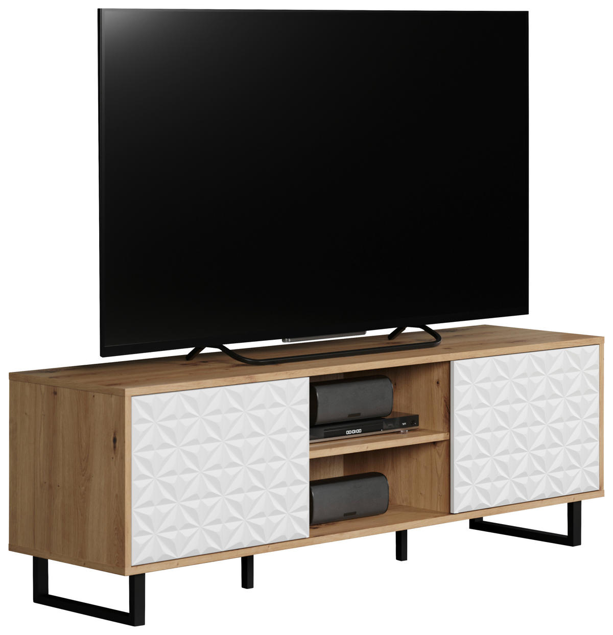 TV-Lowboard Aventura weiß matt Eiche Artisan Nachbildung B/H/T: ca. 154x52x40 cm Aventura - Eiche/weiß (154,00/52,00/40,00cm) - Trendteam