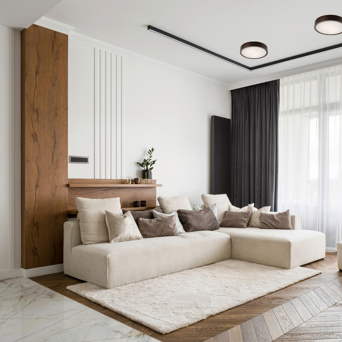 Lamkur Deckenleuchte dunkelbraun Glas Holz B/H/L: ca. 38,5x12x38,5 cm 2 Brennstellen Eveline - dunkelbraun (38,50/38,50/12,00cm) - Lamkur