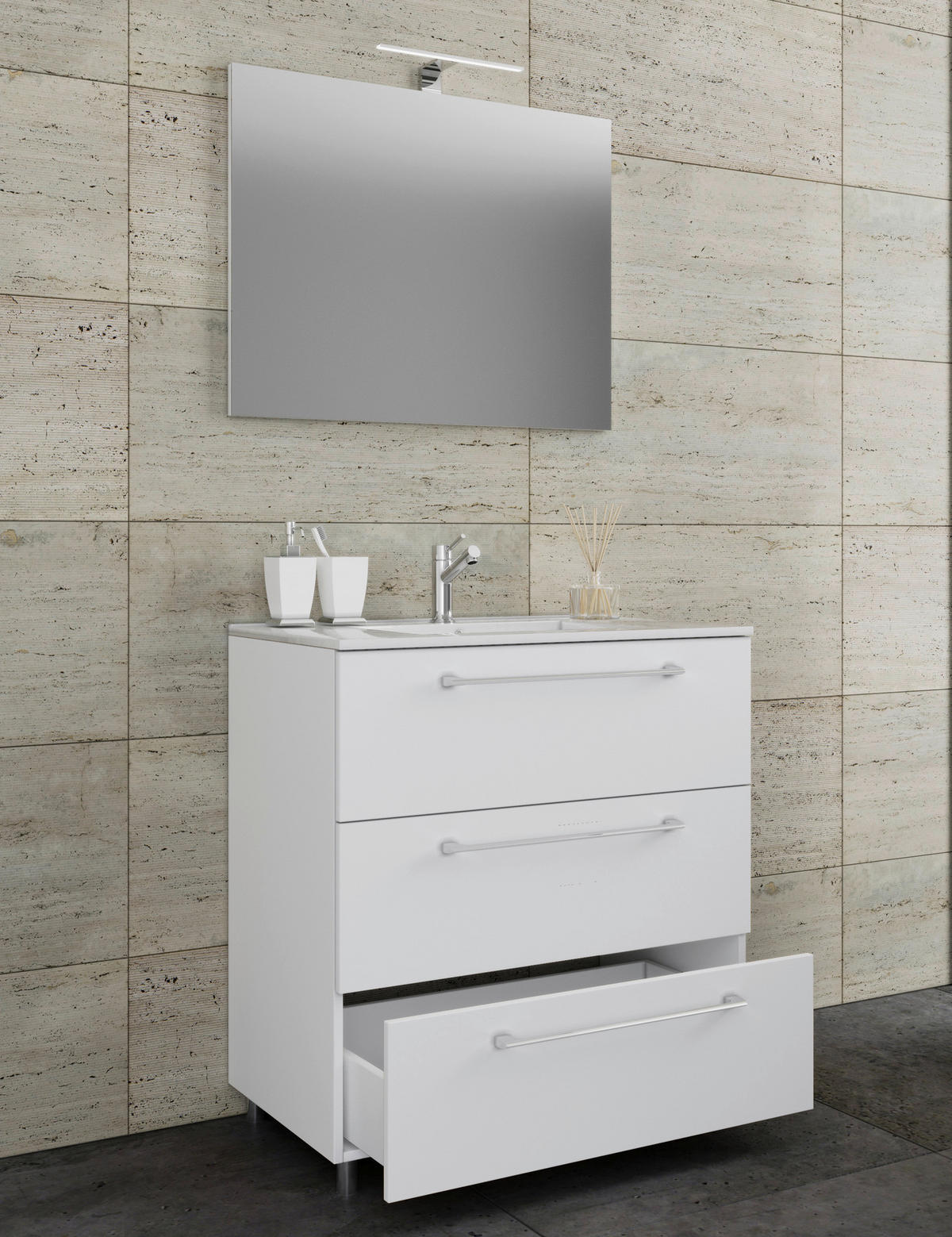 Waschplatz 3tlg-Schubo weiß 3tlg-Schubo - weiß - VCM Möbel