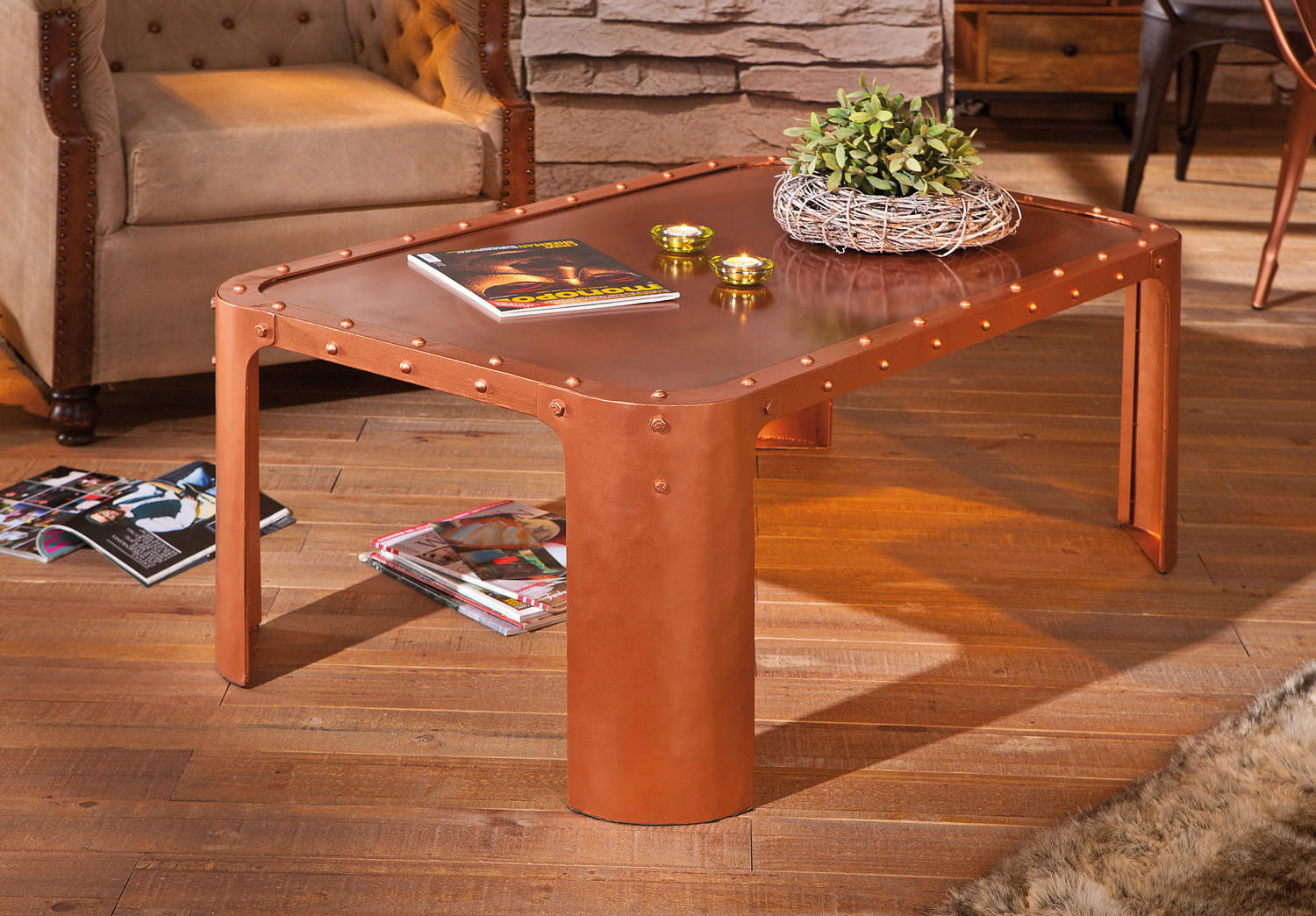 Couchtisch Gormur Kupfer B/H/T: ca. 110x45x70 cm Gormur - Kupfer (110,00/45,00/70,00cm) - Inter Link