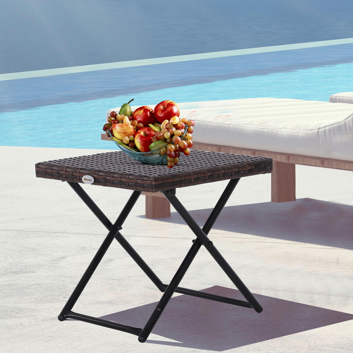 Outsunny Gartentisch braun Metall B/H/L: ca. 40x40x40 cm Polyrattan_Gartentisch - braun (40,00/40,00/40,00cm) - Outsunny