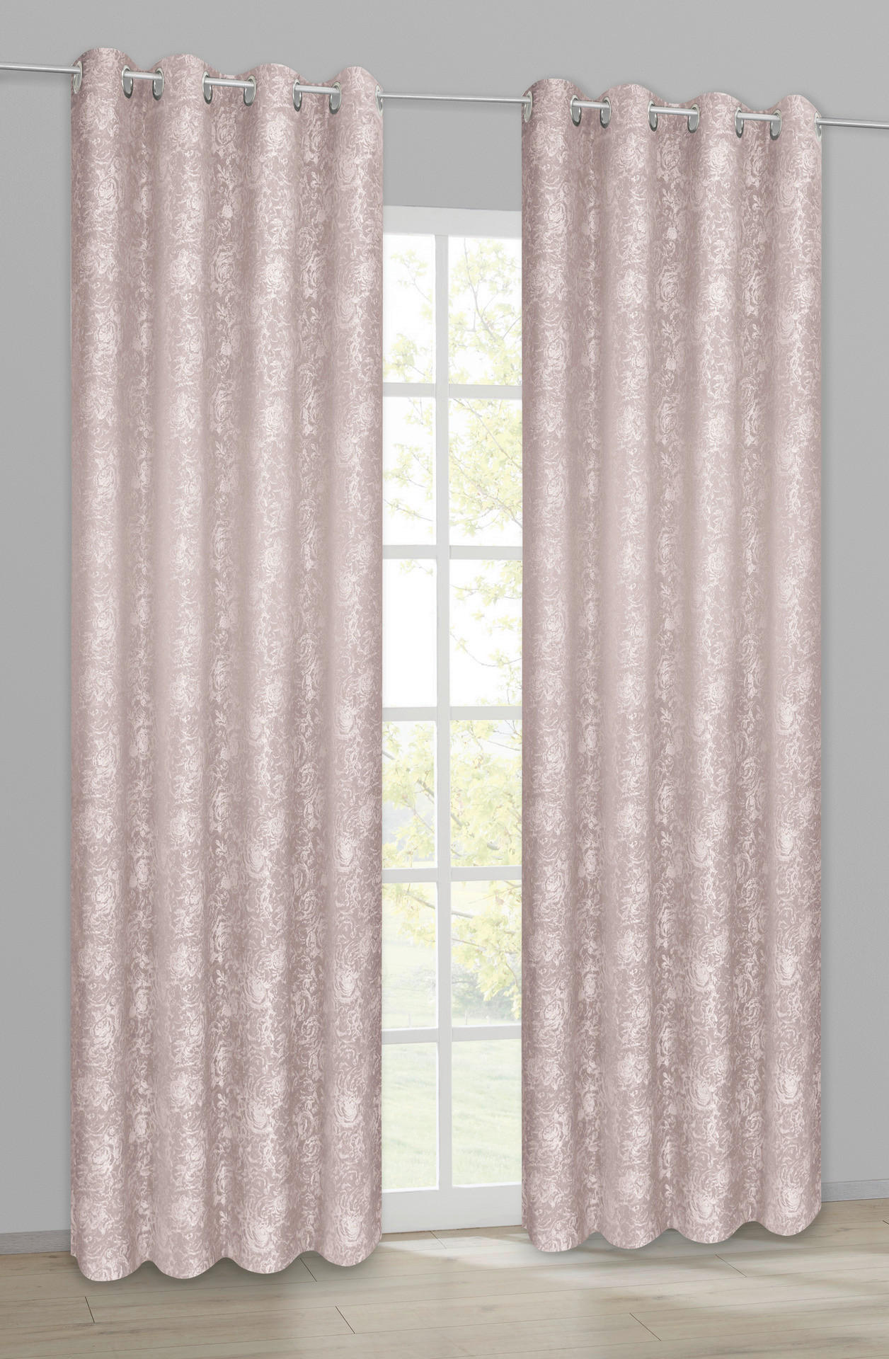 POCOline Ösenvorhang Roses rosé B/H: ca. 140x245 cm Roses - rosé (140,00/245,00cm) - POCOline