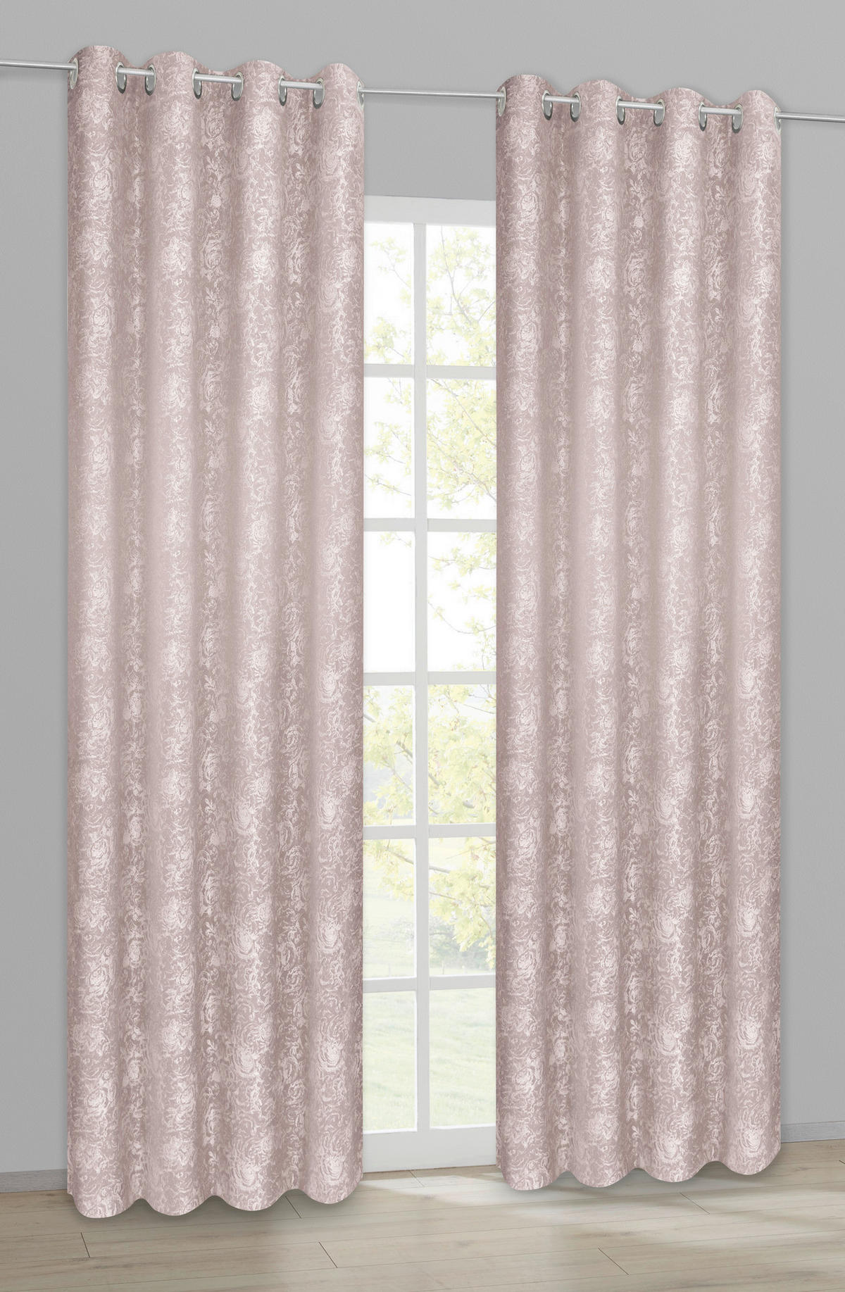 POCOline Ösenvorhang Roses rosé B/H: ca. 140x245 cm Roses - rosé (140,00/245,00cm) - POCOline